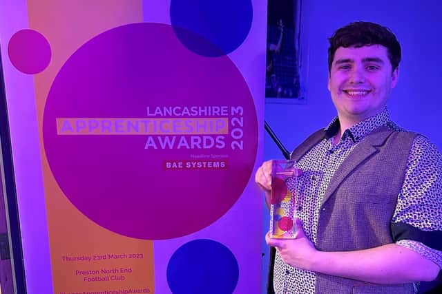 VEKA plc employee Scott Bentley is celebrating after winning the Engineering / Manufacturing Apprentice category at this year’s Lancashire Apprenticeship Awards