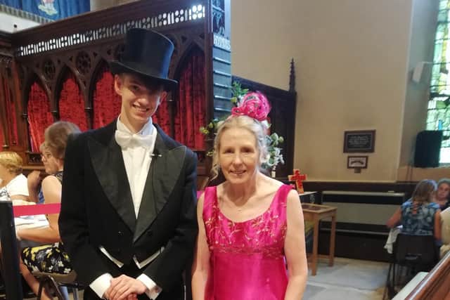 Pianist Ethan Little with Maureen Bebbington was named as best dressed at the Puttin' on the Ritz afternoon at Christ Church in Colne.