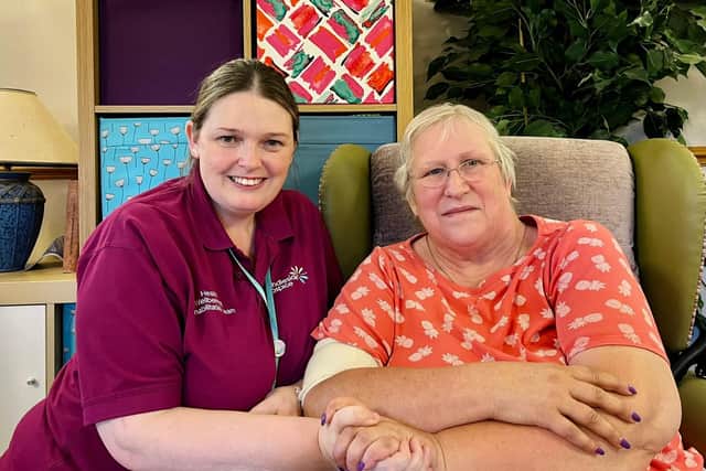 HWR practitioner Karin Franks and Pendleside Hospice service user Lindsey Partridge-Baldwin.