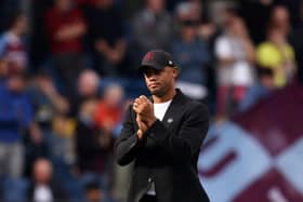 BURNLEY, ENGLAND - OCTOBER 07:  Vincent Kompany, Manager of Burnley, applauds prior to the Premier League match between Burnley FC and Chelsea FC at Turf Moor on October 07, 2023 in Burnley, England. (Photo by George Wood/Getty Images)