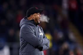 BURNLEY, ENGLAND - DECEMBER 02: Vincent Kompany, Manager of Burnley, gives the team instructions during the Premier League match between Burnley FC and Sheffield United at Turf Moor on December 02, 2023 in Burnley, England. (Photo by Nathan Stirk/Getty Images)