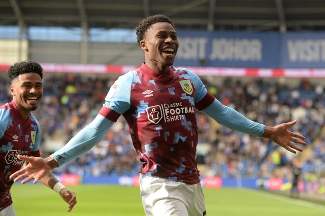 Burnley's Nathan Tella celebrates scoring his side's first goal with team-mate Ian Maatsen 

Skybet Championship - Cardiff City v Burnley - Saturday 1st October 2022 - Cardiff City Stadium - Cardiff