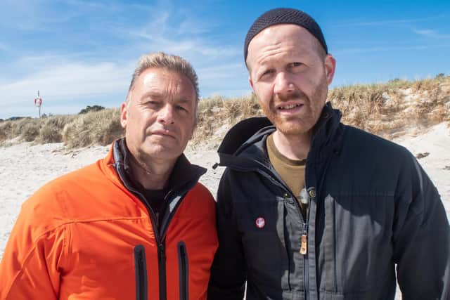 Chris Packham with activist Andreas Malm, Who believes that blowing up oil pipelines is justified to combat climate change. Malm featured in Packham's new documentary on Channel 4 this week (Picture: Proper Content/Adrian Sibley)