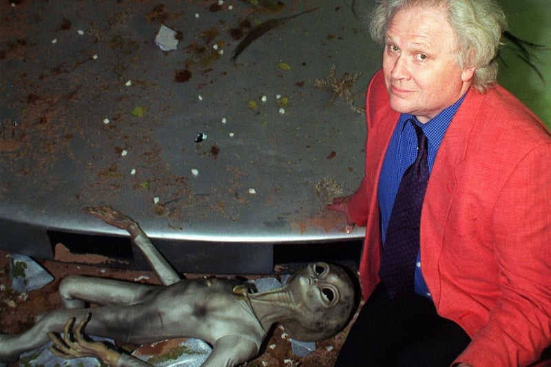 Opening of the alien exhibition in Blackpool. Former Doctor Who, Colin Baker meets a Roswell alien