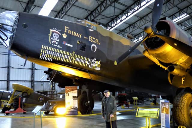 Terry with the Halifax bomber