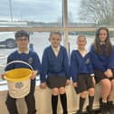 Brunshaw Primary School Pupils with their collection buckets.
