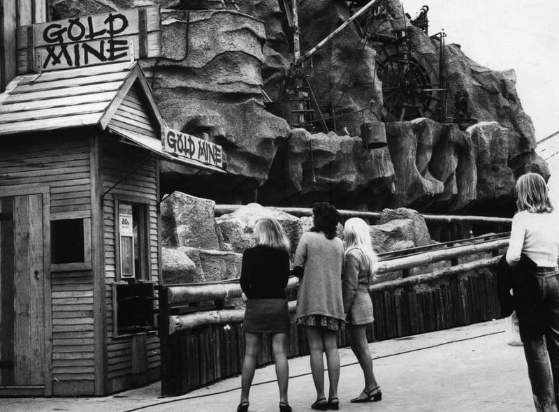 The Gold Mine at Blackpool Pleasure Beach, modelled on the Califorian gold rush mines of Sierra Nevada. This photo was taken just before it was due to open in October 1971