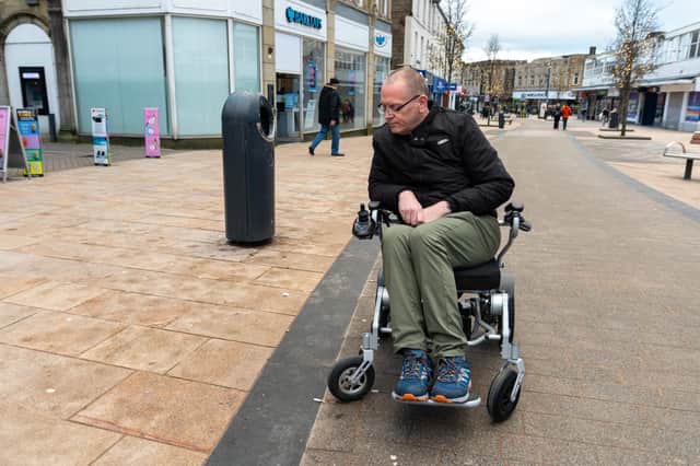 Coun. Martyn Hurt is campaigning to make Burnley easier and safer for those with mobility or visual impairments.
Photo: Kelvin Stuttard