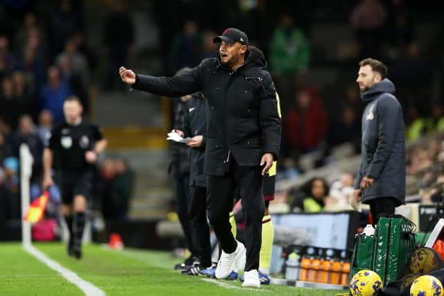LONDON, ENGLAND - DECEMBER 23: Vincent Kompany, Manager of Burnley, reacts during the Premier League match between Fulham FC and Burnley FC at Craven Cottage on December 23, 2023 in London, England. (Photo by Steve Bardens/Getty Images)