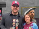 Former NFL star JJ Watt, a Burnley FC investor, with Justine Bedford, of The Royal Dyche.
