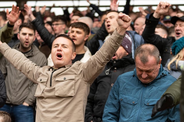Burnley fans at Bloomfield Road on Saturday 4th March 2023. Photo: Kelvin Stuttard