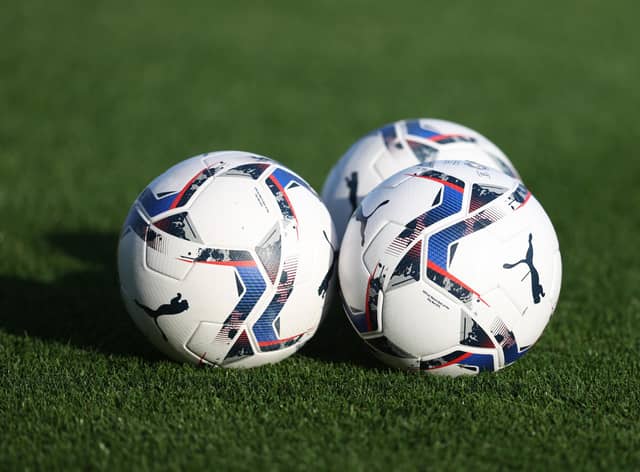BRISTOL, ENGLAND - JULY 13: The new Puma EFL match ball during the Pre-Season Friendly match between Bristol City and Celtic at The Robins High Performance Centre on July 13, 2021 in Bristol, England. (Photo by Catherine Ivill/Getty Images)