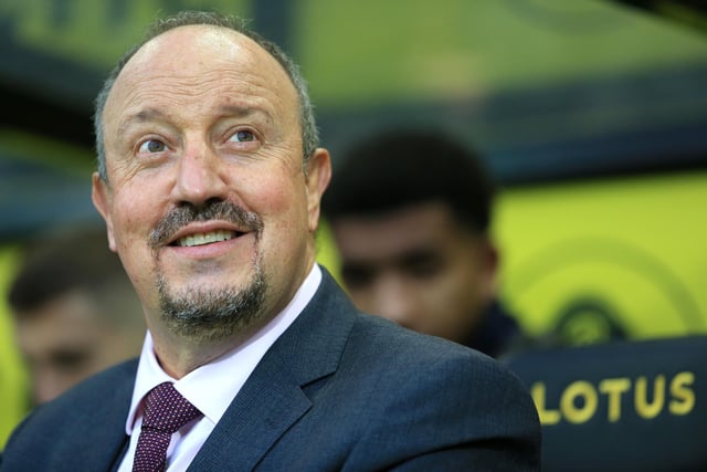 NORWICH, ENGLAND - JANUARY 15: Rafael Benitez, ex-manager of Everton, looks on prior to the Premier League match between Norwich City and Everton at Carrow Road on January 15, 2022 in Norwich, England. (Photo by Stephen Pond/Getty Images)
