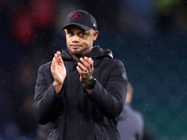 BURNLEY, ENGLAND - NOVEMBER 04: Vincent Kompany, Manager of Burnley, applauds following the Premier League match between Burnley FC and Crystal Palace at Turf Moor on November 04, 2023 in Burnley, England. (Photo by George Wood/Getty Images)