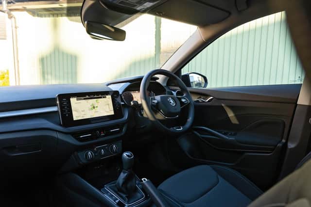 The interior of the  Fabia is smart and functional.