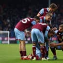 BURNLEY, ENGLAND - DECEMBER 02: Jacob Bruun Larsen of Burnley celebrates with teammates after scoring the team's second goal during the Premier League match between Burnley FC and Sheffield United at Turf Moor on December 02, 2023 in Burnley, England. (Photo by Nathan Stirk/Getty Images)