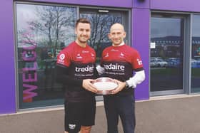Burnley High School’s deputy headteacher Jonathan Howarth (right) and assistant headteacher Oliver Roberts  are to take part in a charity rugby match for Pendleside Hospice