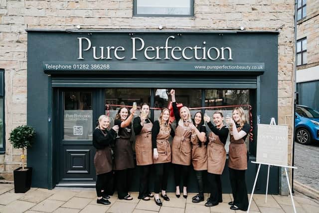 The Pure Perfection team at the opening of the new salon in Padiham. Owner Carla Chatburn is fifth from left
