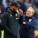 Huddersfield Town manager Neil Warnock jokes with Burnley manager Vincent Kompany 

The EFL Sky Bet Championship - Burnley v Huddersfield Town - Saturday 25th February 2023 - Turf Moor - Burnley