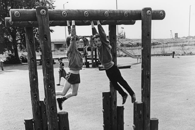 Monkey bars are up next. But were they always so high and hard to get up to?