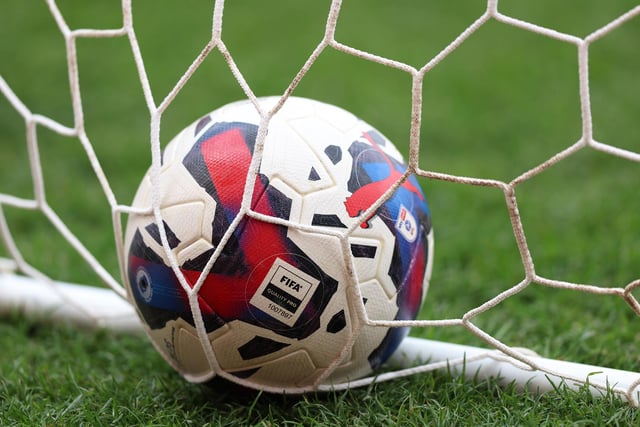 STOKE ON TRENT, ENGLAND - APRIL 29: The Sky Bet Championship match ball is seen in the goal prior to the Sky Bet Championship between Stoke City and Queens Park Rangers at Bet365 Stadium on April 29, 2023 in Stoke on Trent, England. (Photo by Nathan Stirk/Getty Images)