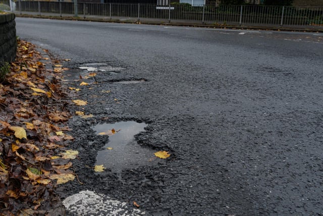 Potholes on the roundabout at the bottom of Manchester Road in Burnley. Photo: Kelvin Stuttard