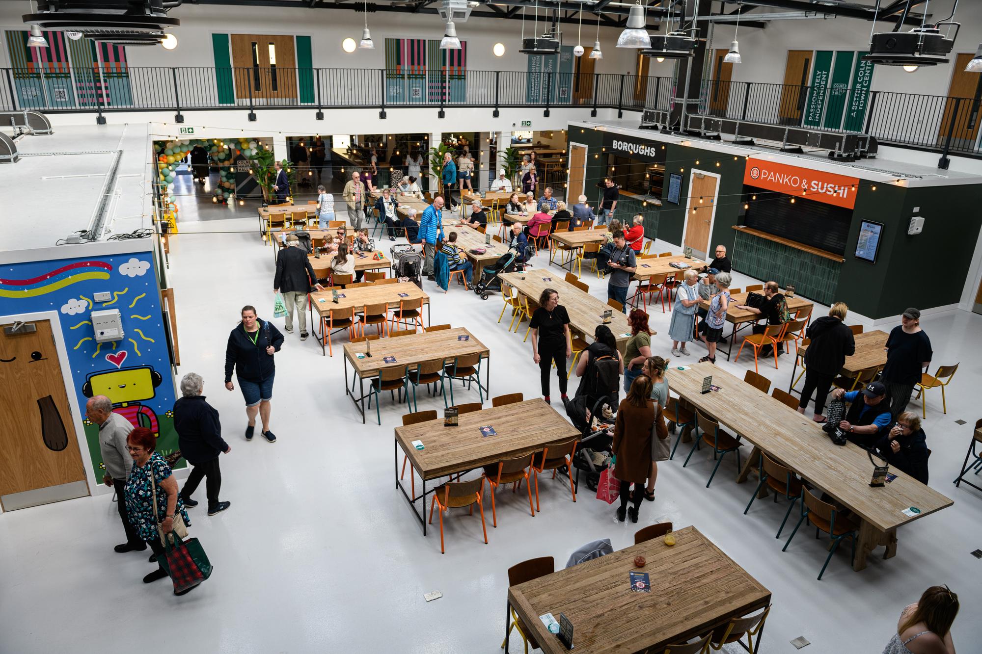Picture gallery from inside the new Colne Market Hall