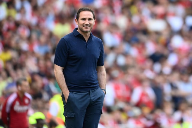 LONDON, ENGLAND - MAY 22: Everton manager Frank Lampard looks on during the Premier League match between Arsenal and Everton at Emirates Stadium on May 22, 2022 in London, England. (Photo by Mike Hewitt/Getty Images)