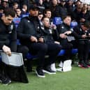 IPSWICH, ENGLAND - JANUARY 28: Mike Jackson, Assistant Manager and Vincent Kompany, Manager of Burnley, look on prior to the Emirates FA Cup Fourth Round match between Ipswich Town and Burnley at Portman Road on January 28, 2023 in Ipswich, England. (Photo by Julian Finney/Getty Images)