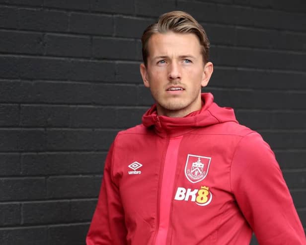 BURNLEY, ENGLAND - AUGUST 11: Sander Berge of Burnley arrives at the stadium prior to the Premier League match between Burnley FC and Manchester City at Turf Moor on August 11, 2023 in Burnley, England. (Photo by Nathan Stirk/Getty Images)