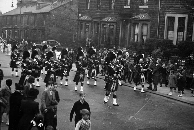 The Festival of Britain parade in 1951 in Accrington Road, near the Mitre in Burnley.