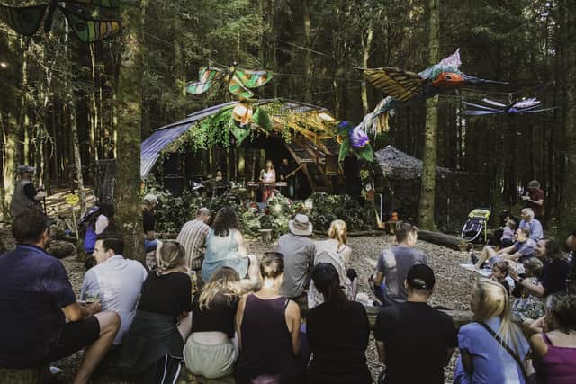 The Solar Cymbals gig at the Grand in Clitheroe will raise money to complete the Forest Stage seen here at last year's Cloudspotting Festival in Gisburn Forest