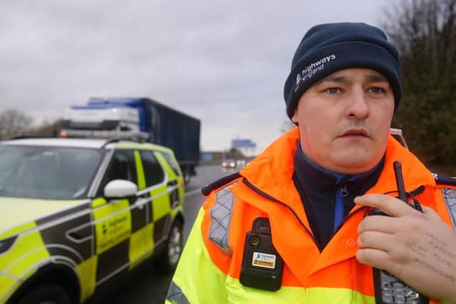 Steven Clague is one of National Highway’s NorthWest-based traffic officers taking part in the new series. Credit: Channel 5/Fearless Television