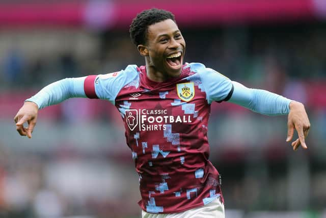 Burnley's Nathan Tella celebrates scoring the opening goal 

The EFL Sky Bet Championship - Burnley v Preston North End - Saturday 11th February 2023 - Turf Moor - Burnley