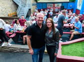Former Burnley boss Sean Dyche with Landlady Justine Lorriman at the Royal Dyche as the former Clarets manager made an appearance. Photo: Kelvin Stuttard