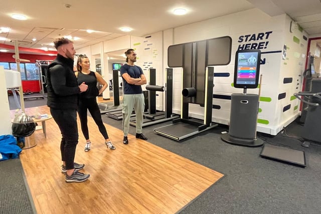 Kym Marsh and Graziano Di Prima visited Blackpool Sports Centre (Nov 17). Graziano had a go on the new EGYM equipment in the fitness studio with help from one of the trainers.
