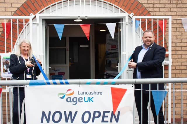 Donna Studholme and Burnley MP Antony Higginbotham at the new Age UK Lancashire shop in Burnley