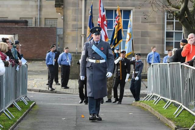 Serving personnel at last year's Remembrance Sunday service in Burnley