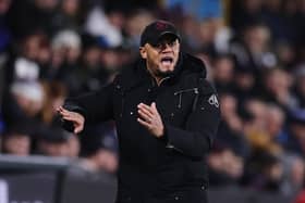 BURNLEY, ENGLAND - DECEMBER 26: Vincent Kompany, Manager of Burnley, reacts during the Premier League match between Burnley FC and Liverpool FC at Turf Moor on December 26, 2023 in Burnley, England. (Photo by Jan Kruger/Getty Images)