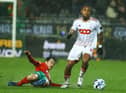 Oostende's Tatsuhiro Sakamoto and Standard's Samuel Bastien fight for the ball during a soccer match between KV Oostende and Standard de Liege, Saturday 19 February 2022 in Oostende, on day 28 of the 2021-2022 'Jupiler Pro League' first division of the Belgian championship. BELGA PHOTO DAVID PINTENS (Photo by DAVID PINTENS/BELGA MAG/AFP via Getty Images)