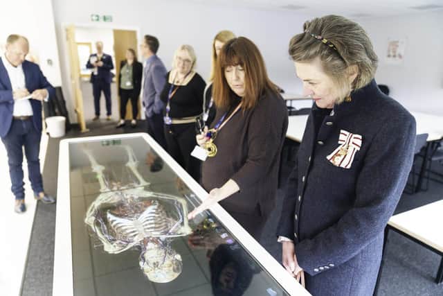Using the advanced Anatomage display, used to train the nurses and midwives of the future at Burnley