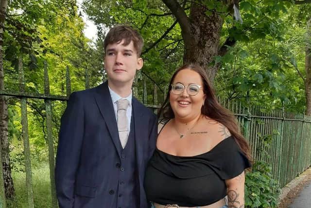 Reporter Sue Plunkett's son Robbie at his prom this week with his sister Jenny