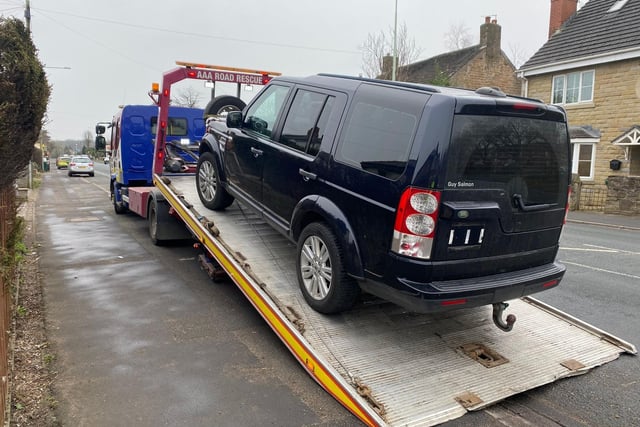 The driver of this Land Rover put false plates on his car to hide the fact that he had no insurance. 
A police spokesman said: "Unfortunately for him the plates were already registered on a Toyota Aygo which this clearly isn't."
The vehicle was seized and the driver reported.