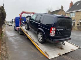 The driver of this Land Rover put false plates on his car to hide the fact that he had no insurance. 
A police spokesman said: "Unfortunately for him the plates were already registered on a Toyota Aygo which this clearly isn't."
The vehicle was seized and the driver reported.