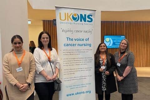 The ELHT team, funded by Rosemere Cancer Foundation to attend this year’s annual UKONS conference in Newport, South Wales  Team
members from left to right are Nisha Sehrawat, Emma Langan, Rosaline Menezes and Ruth Leyland