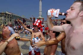 England fans enjoying a beer in the sun