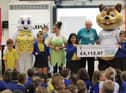 Penny the squirrel was the surprise guest at Burnley's Cherry Fold Community Primary School to congratulate pupils on raising over £4,000 in a sponsored bunny hop for Pendleside Hospice