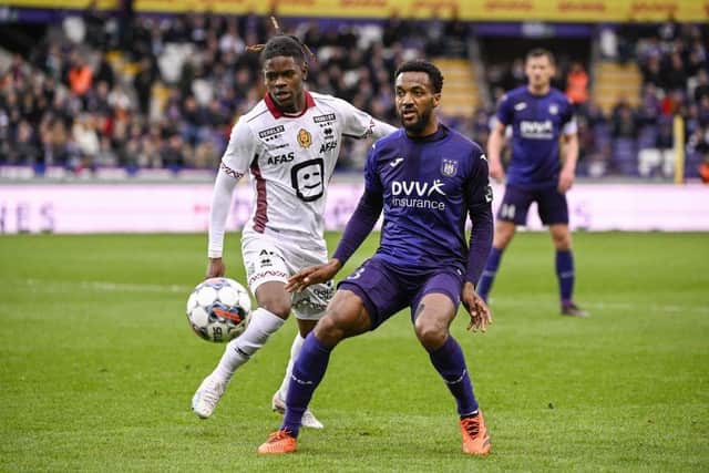Delcroix in action for Anderlecht against new Burnley teammate Enock Agyei.