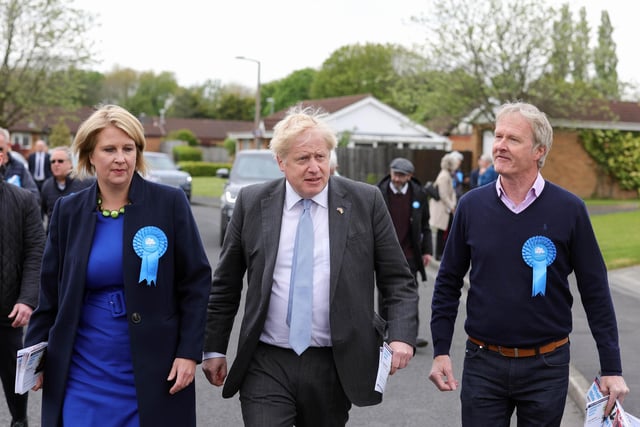 Prime Minister Boris Johnson, Katherine Fletcher MP and candidate Craig Southern campaigning in Leyland. Picture by Andrew Parsons CCHQ / Parsons Media