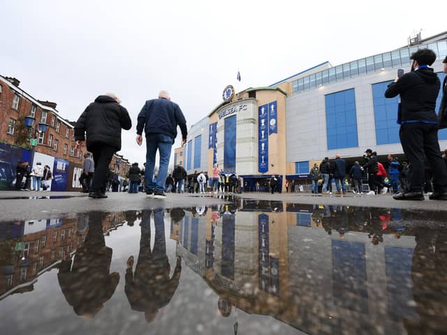 LONDON, ENGLAND - MARCH 17: General view outside the stadium prior to the Emirates FA Cup Quarter Final between Chelsea FC and Leicester City FC at Stamford Bridge on March 17, 2024 in London, England. (Photo by Mike Hewitt/Getty Images)